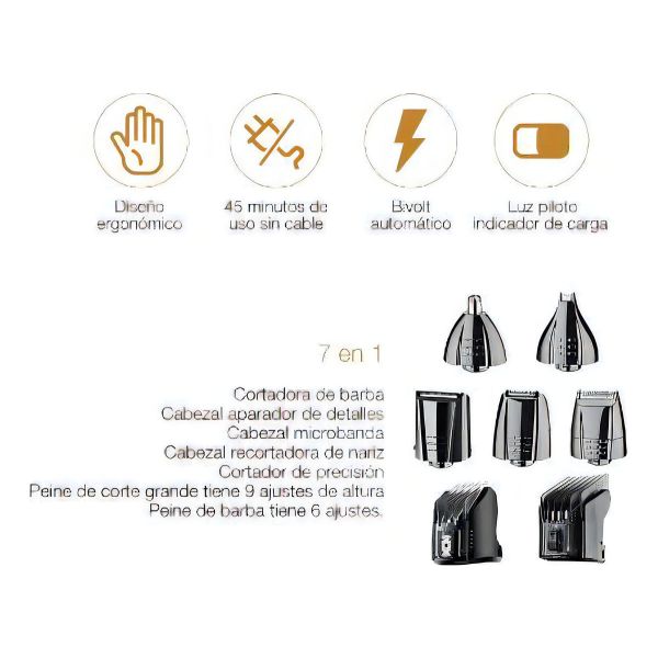 Corta Pelo Y Barba Punktal Max Style 7 En 1 Bi Voltaje - Imagen 5