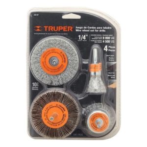 Set 4 Cepillos Cardas Alambre Lija Para Taladro Truper Kirko
