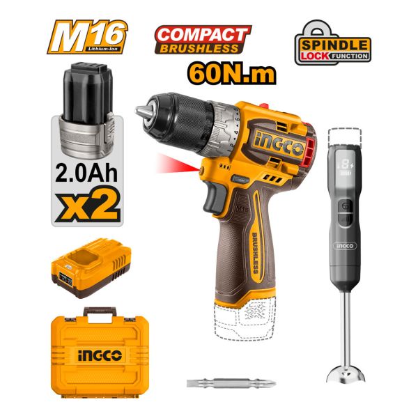 Combo Atornillador 16v Bat +mixer +valija Bat Y Carg Ingco - Imagen 2