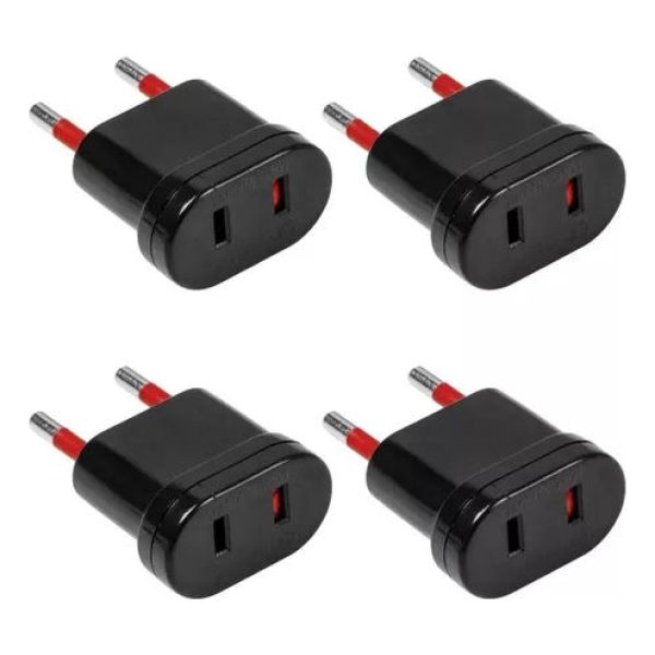 Adaptador Conatel Ficha Americana Negro Pack X 3 Kirkor - Imagen 3