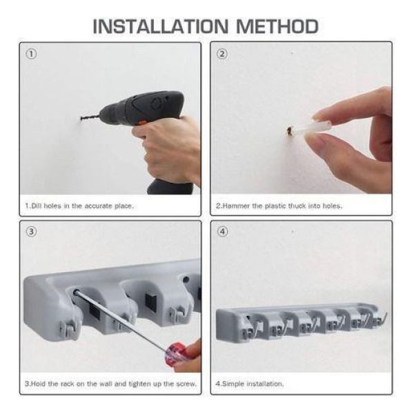 Soporte Escobas Lampazos Herramientas De Fácil Instalación - Imagen 4