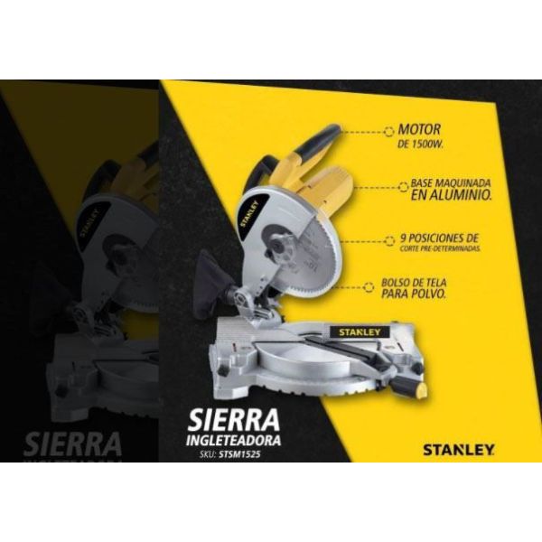 Sierra Ingletadora Stanley Aluminio O Madera 10 1500w Kirko - Imagen 3