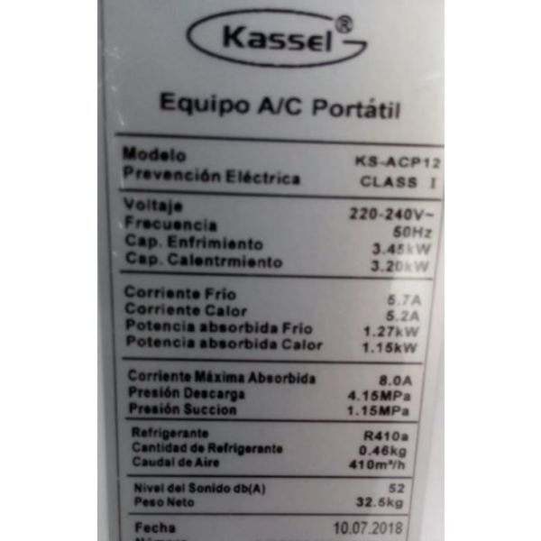 Aire Acondicionado Kassel Portatil Frio Calor 12000btu Kirko - Imagen 3