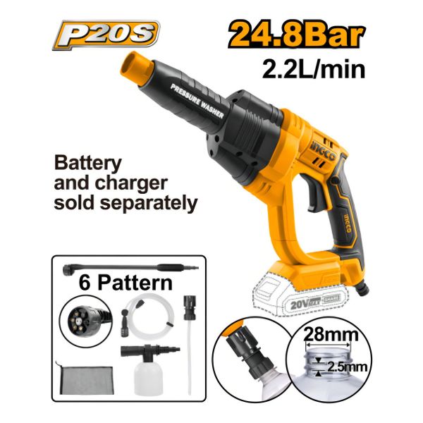 Hidrolavadora 20v P20s Sin Bat Sin Cargador Cpwli2008 Ingco - Imagen 2