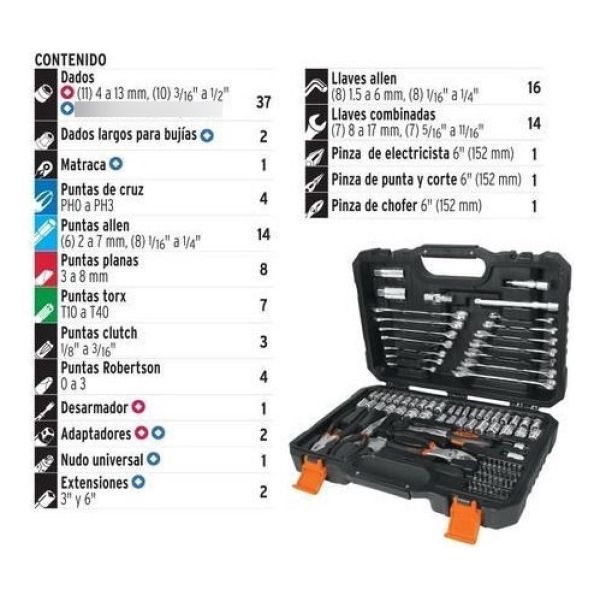 Juego 124 Piezas Mecánico Llaves Puntas Dados Pinzas Truper - Imagen 3