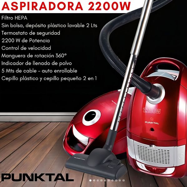 Punktal Pk-9670 Aspiradora Sin Bolsa 2 Lts 2200 W Filtro Hep - Imagen 5