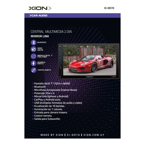 Auto Radio Multimedia Pantalla Tactil 7 Xion Xi-dd70 Kirkor - Imagen 2