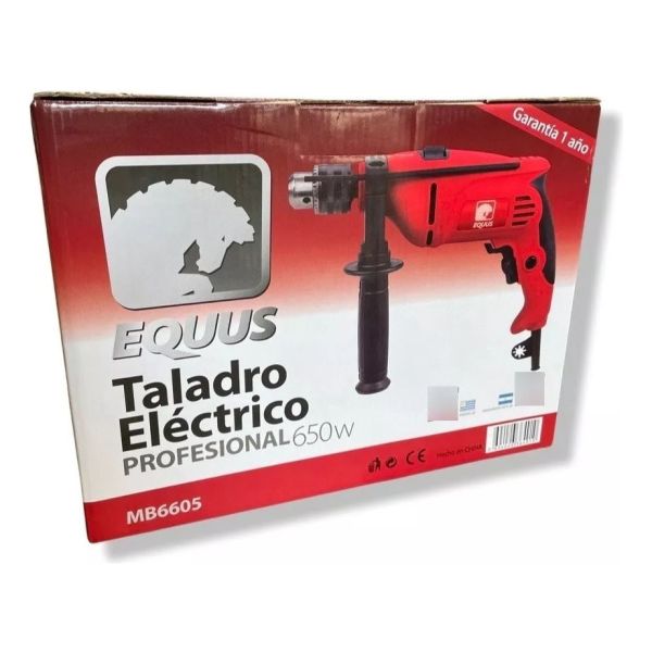 Taladro Electrico Equus 650w C/percutor Y Mango Profesional - Imagen 2