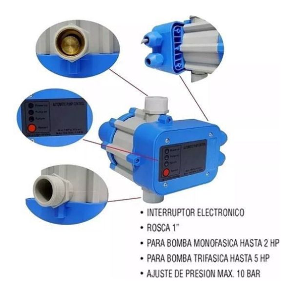 Kit Bomba De Agua Periférica 1 Hp + Press Control Automatico - Imagen 2