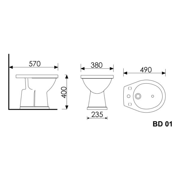 Juego De Loza Para Baño: Water-bidet-pileta - Juego2 Kirkor - Imagen 2