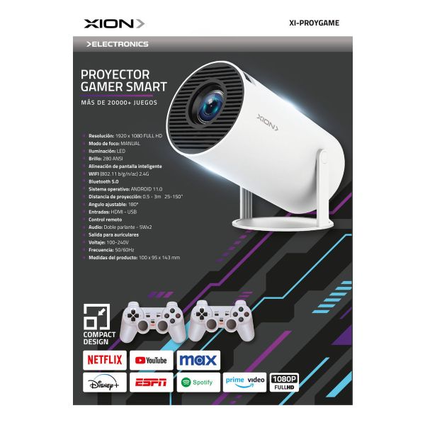 Proyector Smart Led Gamer 2 Joystick + Juegos Xion Kirkor - Imagen 2