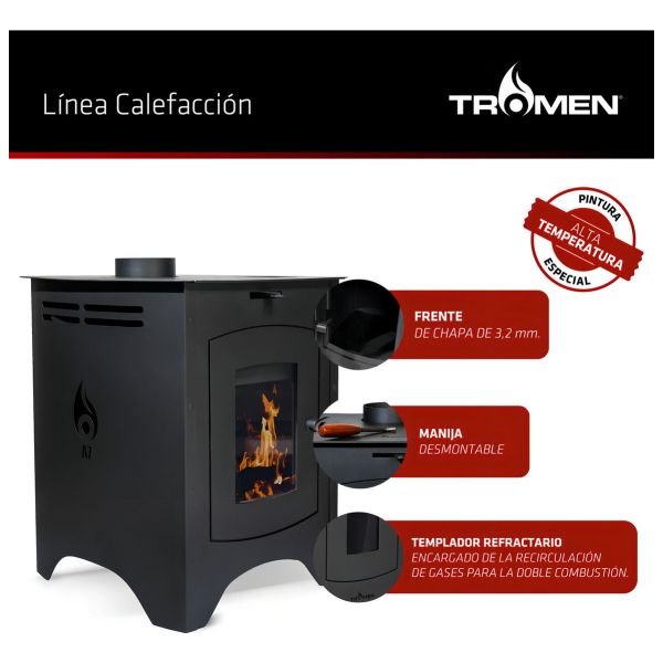 Calefactor Estufa Kit Inst. Enlozado A7 4' Kirkor Tromen - Imagen 4