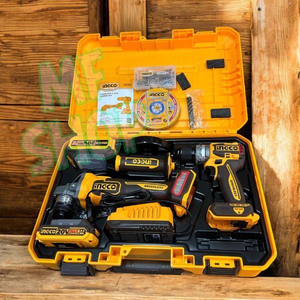Combo Ingco Atornillador Percutor + Amoladora 20v + Accesori - Imagen 2