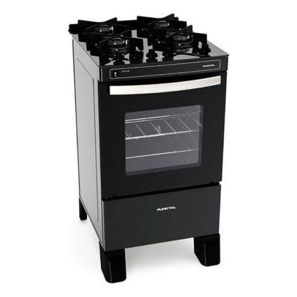 Cocina Punktal Pk-gl4b Spuergas Negra Vidrio Templado Kirkor