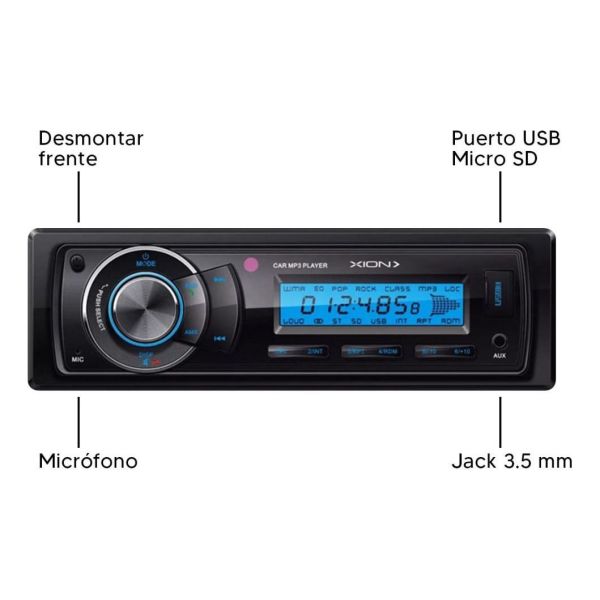 Radio Desmontable Para Auto Xion Con Bluetooth Kirkor - Imagen 2