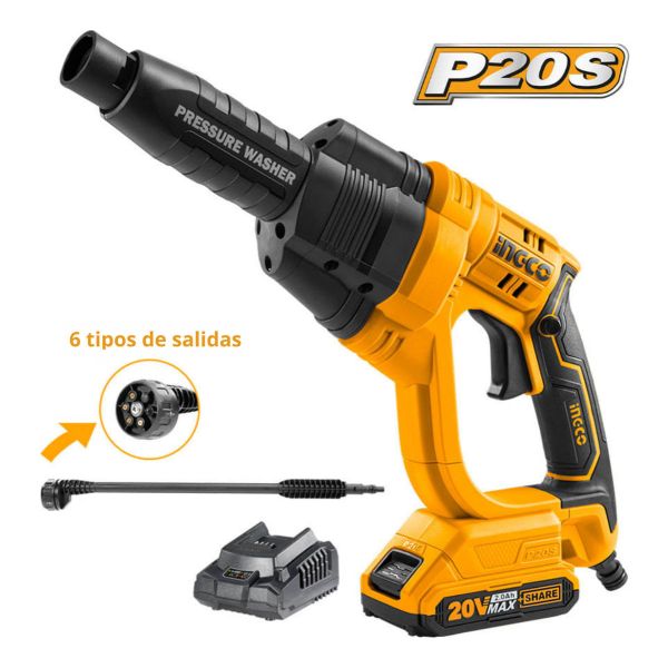 Hidrolavadora Bateria 20v P20s Ingco Autoaspiracion De Agua - Imagen 2