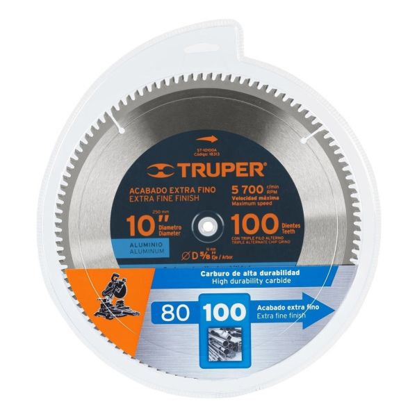 Disco Corte De Aluminio Truper Carburo 10 PuLG 100 Dien. 5/8 - Imagen 2