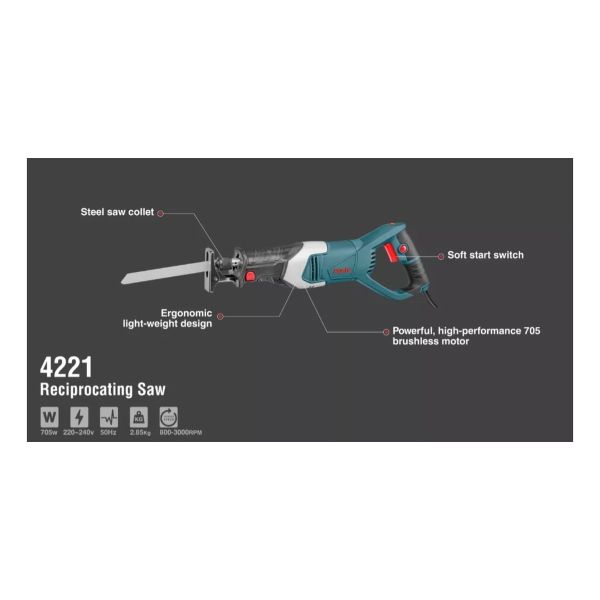 Sierra Reciproca Ronix 705w 4221 Kirkor - Imagen 2