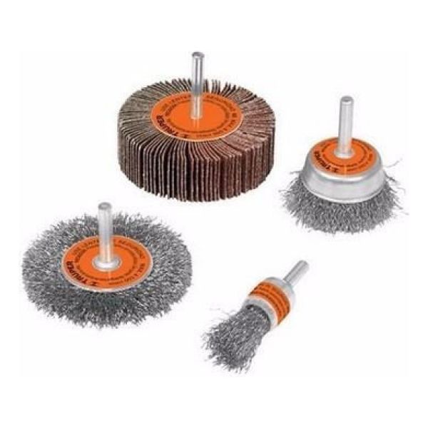 Set 4 Cepillos Cardas Alambre Lija Para Taladro Truper Kirko - Imagen 2