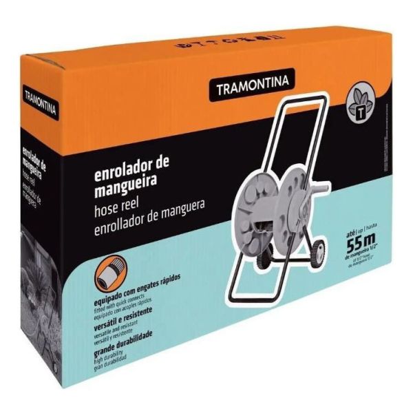 Carro Enrollador Soporte De Manguera Ruedas 55mts Tramontina - Imagen 2