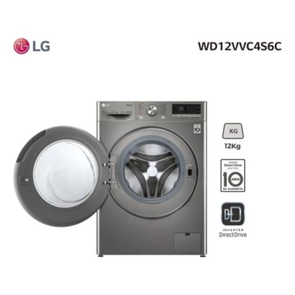 Lavasecarropas LG Frontal Inverter 12kg Wd12vvc4s6c Kirkor - Imagen 2