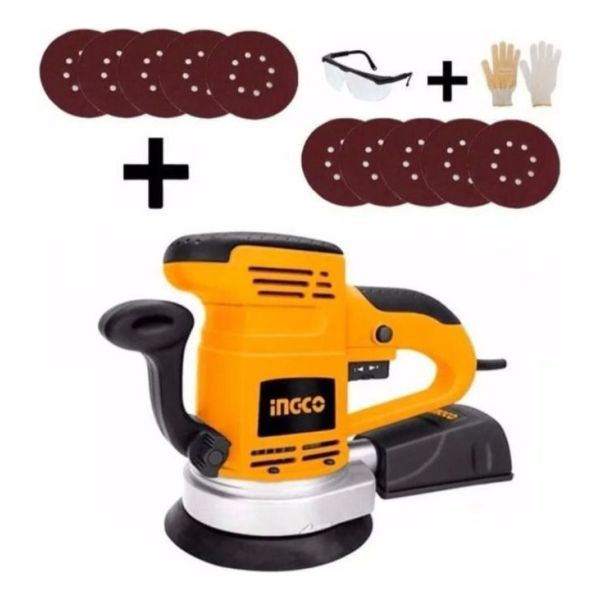 Kit Lijadora Roto Orbital Ingco 450w + Lijas Velctro Kirkor