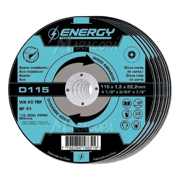 Discos De Corte 4  1/2 '' Acero, Ac Inox 1.mm Caja X 10 Unidades