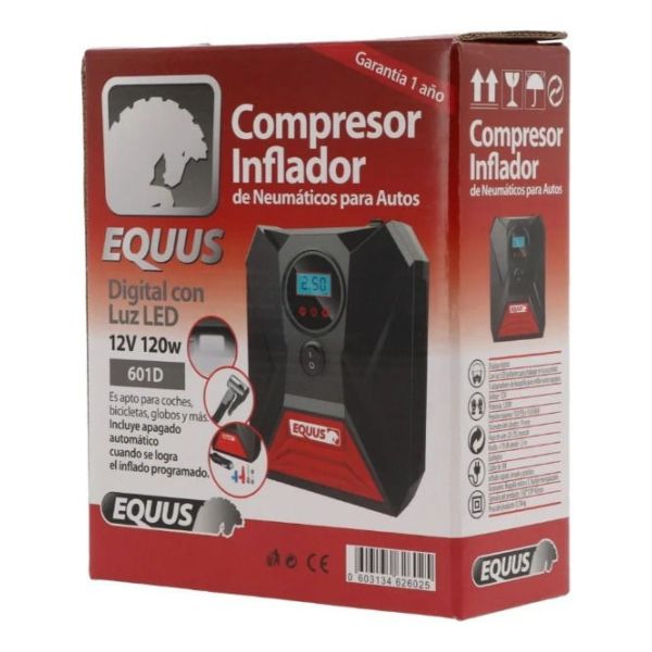 Compresor Equus 601d Inflador De Neumáticos 12v C/luz Kirkor - Imagen 4