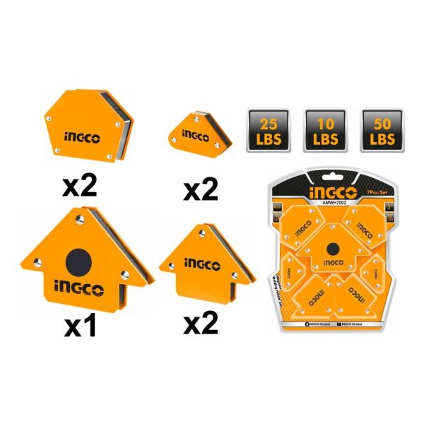 Set X7 Escuadra Magneticas Ingco Amwh7002 - Imagen 3