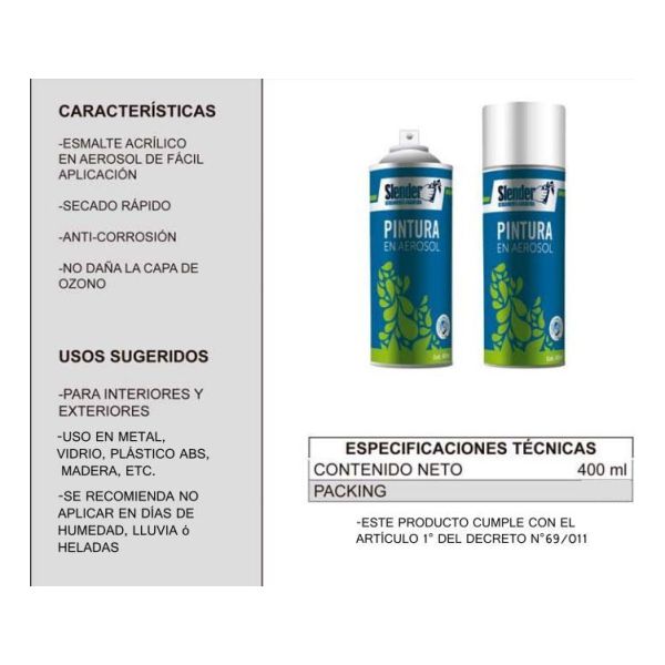 Barniz Transparente 400ml Aerosol Para Madera Metal Slender - Imagen 2