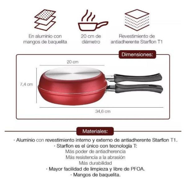 Omeletera Starflon Tramontina 20 Cm - Imagen 4