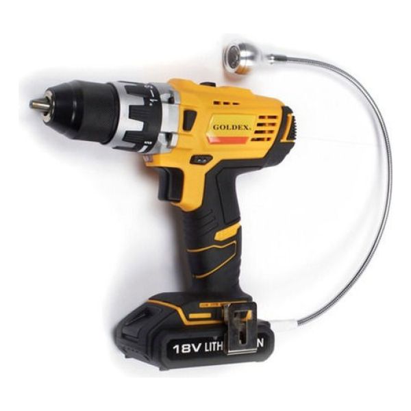 Taladro Atornillador Electrico 13mm. 18v Goldex+ Accesorios