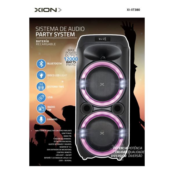 Parlante Xion Xtreme Inalambrico 12000w Xi-xt380 Kirkor - Imagen 2