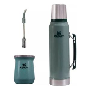 Kit Juego Stanley Termo Verde + Mate + Bombilla Inoxidable K