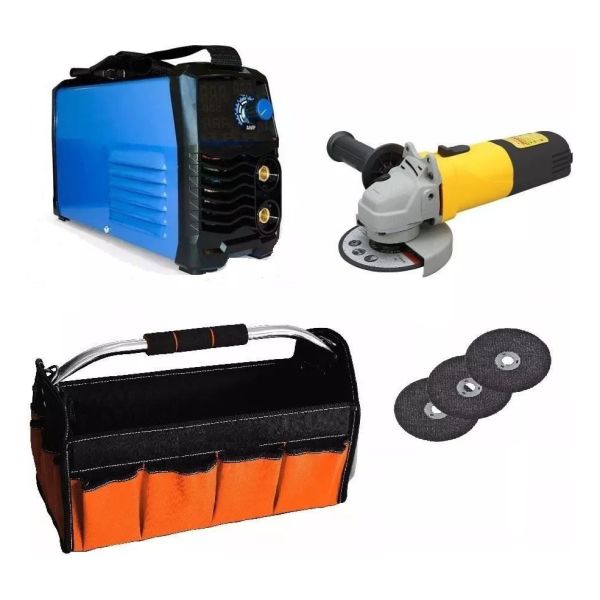 Soldadora Inverter + Amoladora + Discos + Bolso