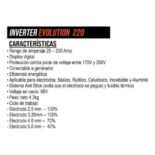 Soldadora Inverter Smarter Evolution 200amp Modelo 220 - Imagen 2