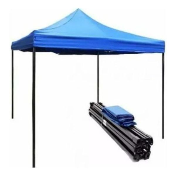 Gazebo Plegable 2 X 2 Mt Reforzado Azul Lona Toldo Impermeab
