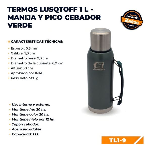 Termo 1 Litro Acero Inoxidable Lusqtoff Frio Y Calor - Imagen 14