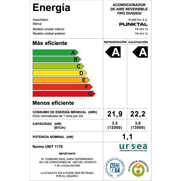 Aire Punktal Pk-inv 12 12000 Btu Inverter Frio/calor Kirkor - Imagen 2