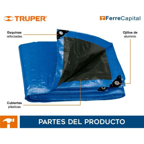 Lona Multiuso Truper Lt-34z Impermeable De 3m X 4m Color Azu - Imagen 3