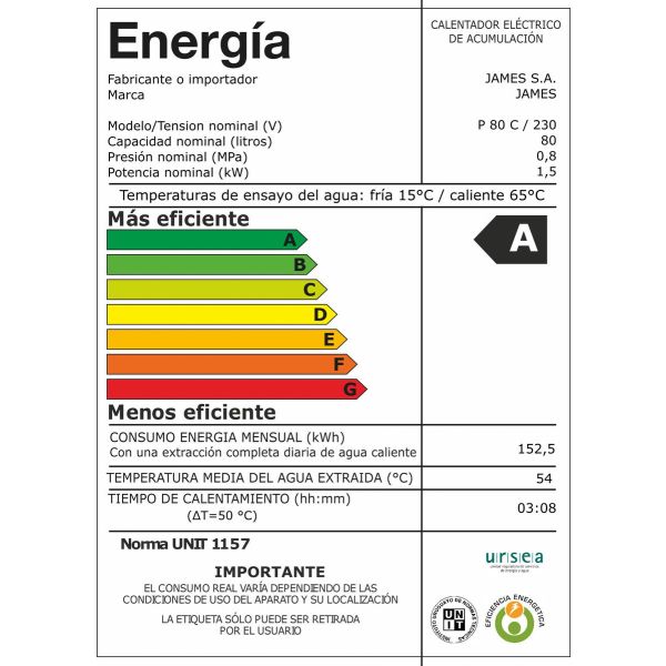 Termotanque Calefon James Cobre 80 Litros Cilindrico Kirkor - Imagen 2