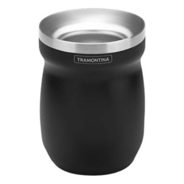 Mate Tramontina Negro En Acero Inoxidable 240ml Kirkor