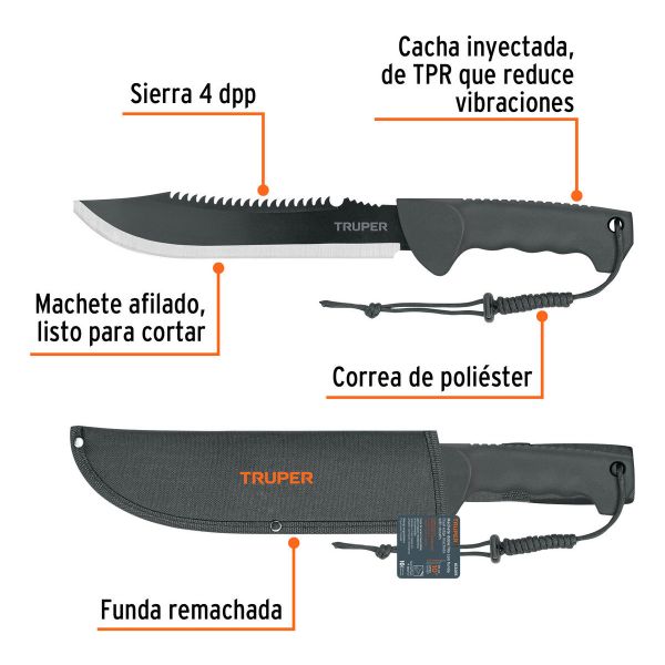 Machete Doble Filo 10 Cacha Inyectada, Truper Con Funda 1030 - Imagen 4