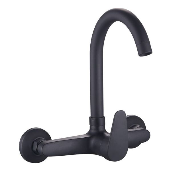 Goldex Monocomando Cocina D Pared 20cm 8'' Negro Mate Kirkor