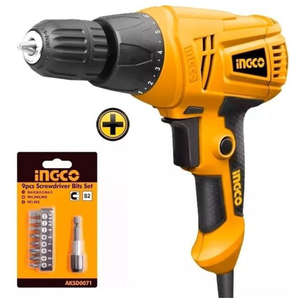 Taladro Atornillador Ingco Eléctrico 10 Mm 280w + Puntas Kir - Imagen 2