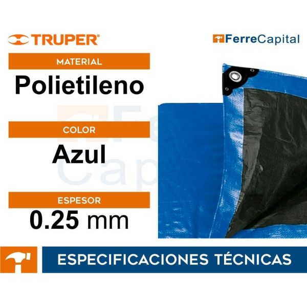Lona Multiuso Truper Lt-34z Impermeable De 3m X 4m Color Azu - Imagen 2
