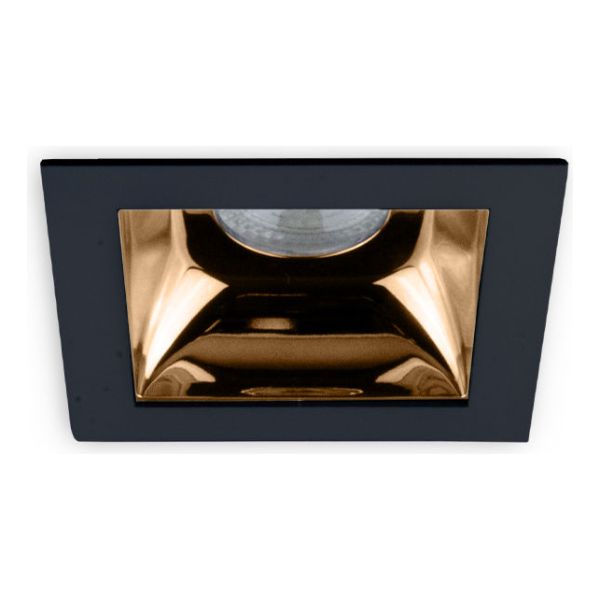 Downlight Cuadrado Negro Y Reflector Negro Gu10
