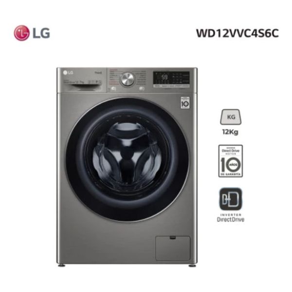 Lavasecarropas LG Frontal Inverter 12kg Wd12vvc4s6c Kirkor
