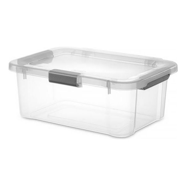 Caja Plástica Transparente Con Tapa, 19 Litros