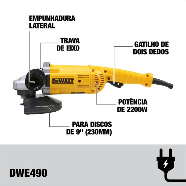 Amoladora Angular Dewalt Dwe490 De 50 Hz/60 Hz Color Amarill - Imagen 5